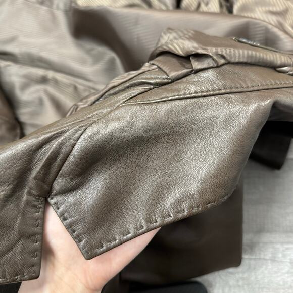 Lambskin Leather Brown Button Blazer Jacket Size Large - Picture 9 of 12